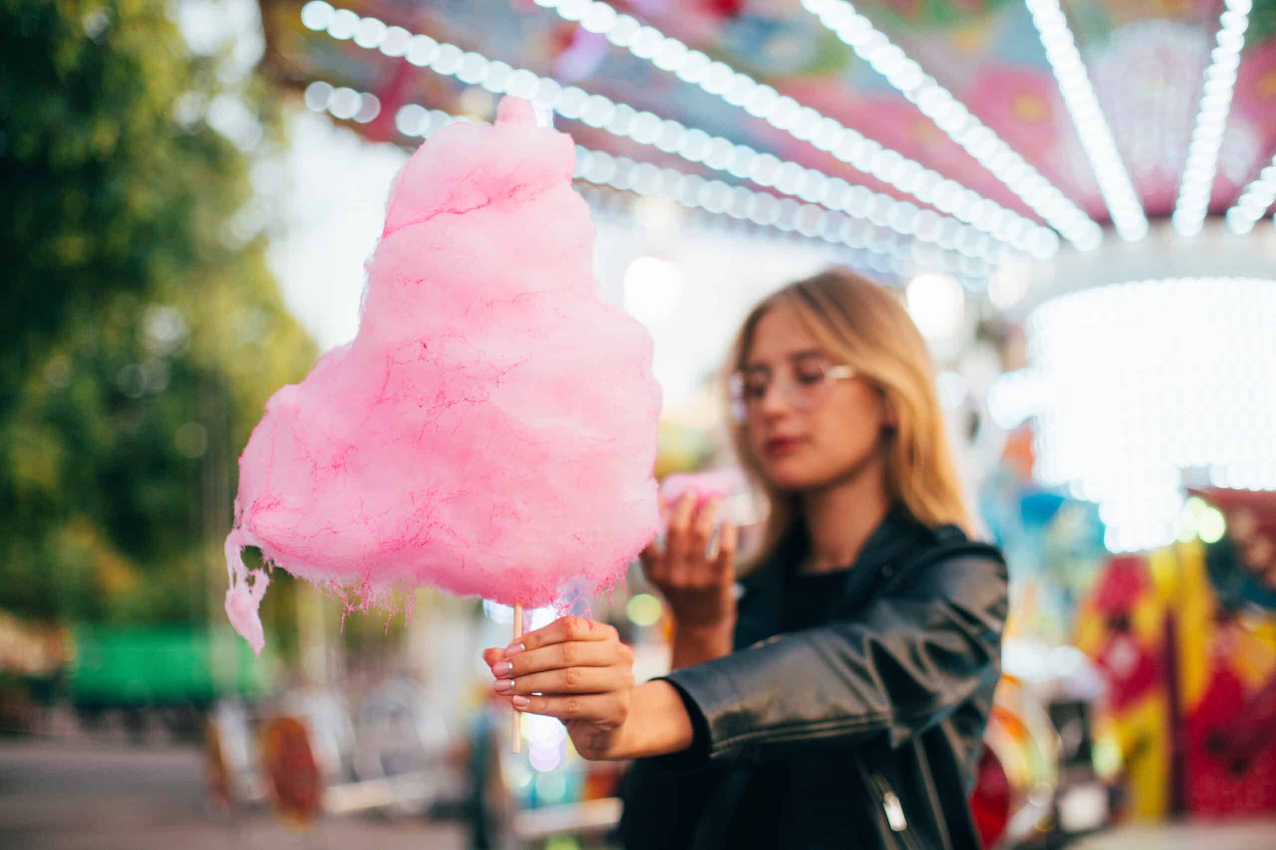 Colorful and flavored cotton candy